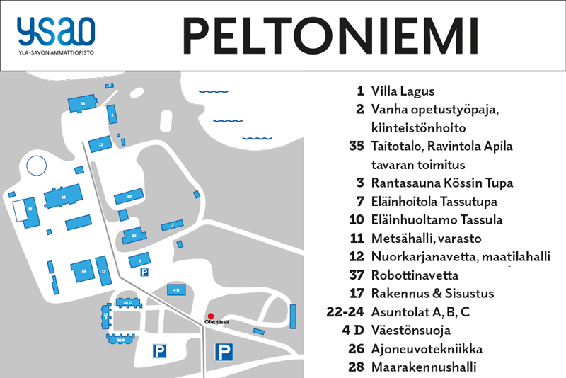 Peltoniemen aluekartta.