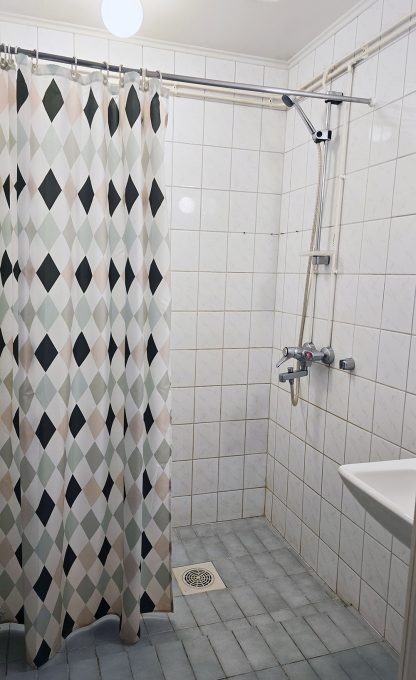 Kuvassa Tiili asuntolan yhden solun yhteinen suihku.